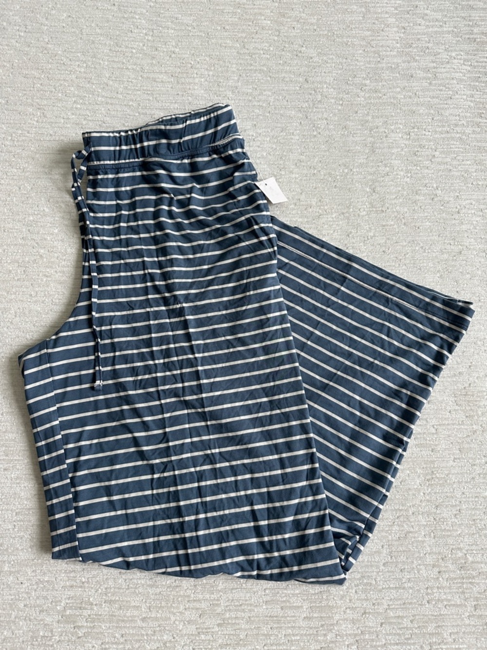 Womens Wide-Leg Stripe 3 Pc Lounge Set- Storm Cloud Blue & White NWT - Picture 5 of 7